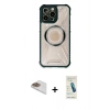 MARSİLYAN™- iPhone 13 Pro Max Kılıf Kutup Modern - Şeffaf Pasifik Cam Ekran Koruyucu + Pers Alüminyum Kamera Lens - GD
