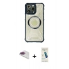 MARSİLYAN™- iPhone 13 Pro Max Kılıf Kutup Modern - Şeffaf Pasifik Cam Ekran Koruyucu + Pers Alüminyum Kamera Lens - GI