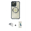 MARSİLYAN™- iPhone 13 Pro Max Kılıf Kutup Modern - Şeffaf Pasifik Cam Ekran Koruyucu + Pers Alüminyum Kamera Lens - SABE
