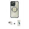 MARSİLYAN™- iPhone 13 Pro Max Kılıf Kutup Modern - Şeffaf Pasifik Cam Ekran Koruyucu + Pers Alüminyum Kamera Lens - GD