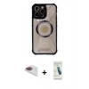 MARSİLYAN™- iPhone 13 Pro Max Kılıf Kutup Modern - Şeffaf Pasifik Cam Ekran Koruyucu + Pers Alüminyum Kamera Lens - GI