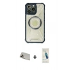 MARSİLYAN™- iPhone 13 Pro Max Kılıf Kutup Modern - Şeffaf Pasifik Cam Ekran Koruyucu + Rainbow Kamera Lens Koruma Cam - REGD