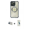 MARSİLYAN™- iPhone 13 Pro Max Kılıf Kutup Modern - Şeffaf Pasifik Cam Ekran Koruyucu + Rainbow Kamera Lens Koruma Cam - MI