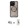 MARSİLYAN™- iPhone 13 Pro Max Kılıf Kutup Modern - Şeffaf Pasifik Cam Ekran Koruyucu + Rainbow Kamera Lens Koruma Cam - REGD