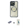MARSİLYAN™- iPhone 13 Pro Max Kılıf Kutup Modern - Şeffaf Pasifik Cam Ekran Koruyucu + Renkli Kamera Lens Koruma Cam - MI