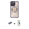 MARSİLYAN™- iPhone 13 Pro Max Kılıf Kutup Modern - Şeffaf Pasifik Cam Ekran Koruyucu + Renkli Kamera Lens Koruma Cam - TU