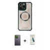 MARSİLYAN™- iPhone 13 Pro Max Kılıf Kutup Modern - Şeffaf Pasifik Cam Ekran Koruyucu + Neon Fosforlu Kamera Lens - YL