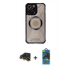 MARSİLYAN™- iPhone 13 Pro Max Kılıf Kutup Modern - Siyah 18D Cam Ekran Koruyucu + Raze Metal Kamera Lens - GD