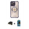 MARSİLYAN™- iPhone 13 Pro Max Kılıf Kutup Modern - Siyah 18D Cam Ekran Koruyucu + Raze Metal Kamera Lens - GD