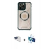 MARSİLYAN™- iPhone 13 Pro Max Kılıf Kutup Modern - Siyah 3D Antistatik Cam Ekran Koruyucu + Pers Alüminyum Kamera Lens - LT