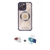 MARSİLYAN™- iPhone 13 Pro Max Kılıf Kutup Modern - Siyah 3D Antistatik Cam Ekran Koruyucu + Pers Alüminyum Kamera Lens - KI