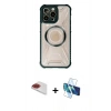MARSİLYAN™- iPhone 13 Pro Max Kılıf Kutup Modern - Siyah 3D Antistatik Cam Ekran Koruyucu + Pers Alüminyum Kamera Lens - KI