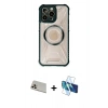 MARSİLYAN™- iPhone 13 Pro Max Kılıf Kutup Modern - Siyah 3D Antistatik Cam Ekran Koruyucu + Rainbow Kamera Lens Koruma Cam - REGD