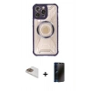 MARSİLYAN™- iPhone 13 Pro Max Kılıf Kutup Modern - Siyah 3D Antistatik Hayalet Cam Ekran Koruyucu + Pers Alüminyum Kamera Lens - GD