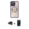 MARSİLYAN™- iPhone 13 Pro Max Kılıf Kutup Modern - Siyah 3D Antistatik Hayalet Cam Ekran Koruyucu + Raze Metal Kamera Lens - GD