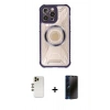 MARSİLYAN™- iPhone 13 Pro Max Kılıf Kutup Modern - Siyah 3D Antistatik Hayalet Cam Ekran Koruyucu + Shine Kamera Lens - GD