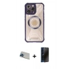 MARSİLYAN™- iPhone 13 Pro Max Kılıf Kutup Modern - Siyah 3D Antistatik Hayalet Cam Ekran Koruyucu + Rainbow Kamera Lens Koruma Cam - MI