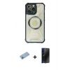 MARSİLYAN™- iPhone 13 Pro Max Kılıf Kutup Modern - Siyah 3D Antistatik Hayalet Cam Ekran Koruyucu + Shine Kamera Lens Koruma Cam - MI