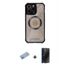 MARSİLYAN™- iPhone 13 Pro Max Kılıf Kutup Modern - Siyah 3D Antistatik Hayalet Cam Ekran Koruyucu + Shine Kamera Lens Koruma Cam - MI