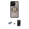 MARSİLYAN™- iPhone 13 Pro Max Kılıf Kutup Modern - Siyah 3D Antistatik Hayalet Cam Ekran Koruyucu + Renkli Kamera Lens Koruma Cam - YL