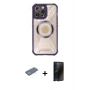 MARSİLYAN™- iPhone 13 Pro Max Kılıf Kutup Modern - Siyah 3D Antistatik Hayalet Cam Ekran Koruyucu + Renkli Kamera Lens Koruma Cam - YL