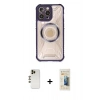 MARSİLYAN™- iPhone 13 Pro Max Kılıf Kutup Modern - Siyah 6D Mat Seramik Hayalet Nano Ekran Koruyucu + Gold Shine Kamera Lens