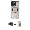 MARSİLYAN™- iPhone 13 Pro Max Kılıf Kutup Modern - Siyah 6D Mat Seramik Hayalet Nano Ekran Koruyucu + Gold Raze Metal Kamera Lens