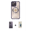 MARSİLYAN™- iPhone 13 Pro Max Kılıf Kutup Modern - Siyah 6D Mat Seramik Hayalet Nano Ekran Koruyucu + Neon Fosforlu Kamera Lens - BZ