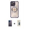 MARSİLYAN™- iPhone 13 Pro Max Kılıf Kutup Modern - Siyah 6D Mat Seramik Hayalet Nano Ekran Koruyucu + Neon Fosforlu Kamera Lens - MI