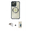 MARSİLYAN™- iPhone 13 Pro Max Kılıf Kutup Modern - Siyah 6D Mat Seramik Hayalet Nano Ekran Koruyucu + Pers Alüminyum Kamera Lens - GD