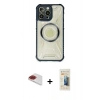 MARSİLYAN™- iPhone 13 Pro Max Kılıf Kutup Modern - Siyah 6D Mat Seramik Hayalet Nano Ekran Koruyucu + Pers Alüminyum Kamera Lens - KI