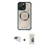 MARSİLYAN™- iPhone 13 Pro Max Kılıf Kutup Modern - Siyah 6D Mat Seramik Hayalet Nano Ekran Koruyucu + Pers Alüminyum Kamera Lens - LT