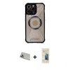MARSİLYAN™- iPhone 13 Pro Max Kılıf Kutup Modern - Siyah 6D Mat Seramik Hayalet Nano Ekran Koruyucu + Rainbow Kamera Lens Koruma Cam - REGD