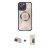 MARSİLYAN™- iPhone 13 Pro Max Kılıf Kutup Modern - Siyah 6D Mat Seramik Hayalet Nano Ekran Koruyucu + Rainbow Kamera Lens Koruma Cam - KI