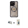 MARSİLYAN™- iPhone 13 Pro Max Kılıf Kutup Modern - Siyah 6D Mat Seramik Hayalet Nano Ekran Koruyucu + Rainbow Kamera Lens Koruma Cam - MI