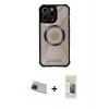 MARSİLYAN™- iPhone 13 Pro Max Kılıf Kutup Modern - Siyah 6D Mat Seramik Hayalet Nano Ekran Koruyucu + Rainbow Kamera Lens Koruma Cam - KI