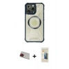 MARSİLYAN™- iPhone 13 Pro Max Kılıf Kutup Modern - Siyah 6D Mat Seramik Hayalet Nano Ekran Koruyucu + Rainbow Kamera Lens Koruma Cam - KI