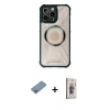 MARSİLYAN™- iPhone 13 Pro Max Kılıf Kutup Modern - Siyah Bilvis 3D Cam Ekran Koruyucu + Shine Kamera Lens Koruma Cam - GI