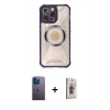 MARSİLYAN™- iPhone 13 Pro Max Kılıf Kutup Modern - Siyah Bilvis 3D Cam Ekran Koruyucu + Neon Fosforlu Kamera Lens - MI