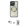 MARSİLYAN™- iPhone 13 Pro Max Kılıf Kutup Modern - Siyah Bilvis 3D Cam Ekran Koruyucu + Pers Alüminyum Kamera Lens - SABE