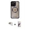 MARSİLYAN™- iPhone 13 Pro Max Kılıf Kutup Modern - Siyah Bilvis 3D Mat Cam Ekran Koruyucu + Pers Alüminyum Kamera Lens - GD