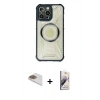 MARSİLYAN™- iPhone 13 Pro Max Kılıf Kutup Modern - Siyah Bilvis 3D Mat Cam Ekran Koruyucu + Pers Alüminyum Kamera Lens - GD