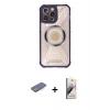 MARSİLYAN™- iPhone 13 Pro Max Kılıf Kutup Modern - Siyah Bilvis 3D Mat Cam Ekran Koruyucu + Renkli Kamera Lens Koruma Cam - MI