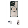 MARSİLYAN™- iPhone 13 Pro Max Kılıf Kutup Modern - Siyah Bilvis 3D Mat Cam Ekran Koruyucu + Pers Alüminyum Kamera Lens - LT
