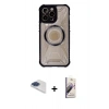 MARSİLYAN™- iPhone 13 Pro Max Kılıf Kutup Modern - Siyah Bilvis 3D Mat Cam Ekran Koruyucu + Pers Alüminyum Kamera Lens - LT