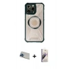 MARSİLYAN™- iPhone 13 Pro Max Kılıf Kutup Modern - Siyah Bilvis 3D Mat Cam Ekran Koruyucu + Rainbow Kamera Lens Koruma Cam - MI