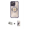 MARSİLYAN™- iPhone 13 Pro Max Kılıf Kutup Modern - Siyah Bilvis 3D Mat Cam Ekran Koruyucu + Rainbow Kamera Lens Koruma Cam - BZ