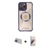 MARSİLYAN™- iPhone 13 Pro Max Kılıf Kutup Modern - Siyah Bilvis 3D Mat Cam Ekran Koruyucu + Rainbow Kamera Lens Koruma Cam - MI