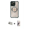 MARSİLYAN™- iPhone 13 Pro Max Kılıf Kutup Modern - Siyah Bilvis 3D Mat Cam Ekran Koruyucu + Rainbow Kamera Lens Koruma Cam - BZ