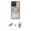 MARSİLYAN™- iPhone 13 Pro Max Kılıf Kutup Modern - Siyah Bilvis 3D Mat Cam Ekran Koruyucu + Shine Kamera Lens Koruma Cam - PE